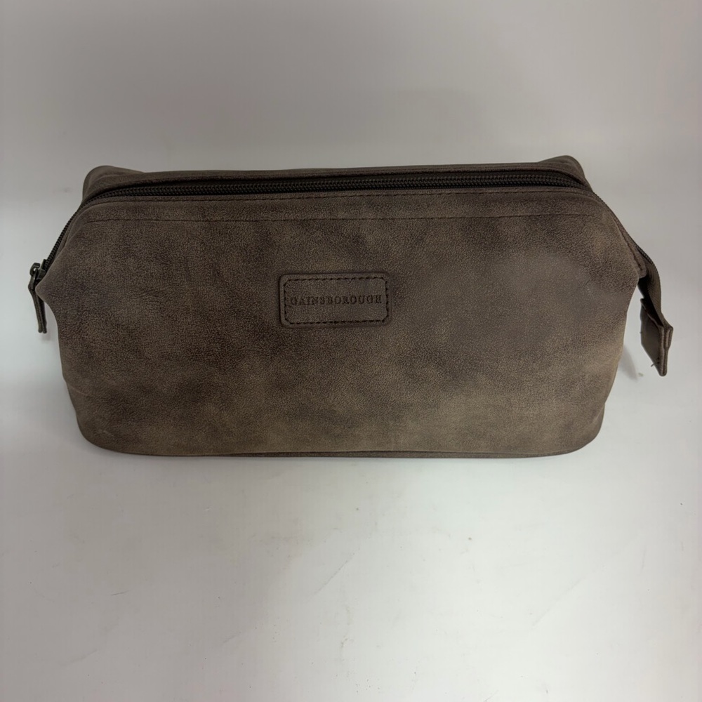 Gainsborough-Faux Suede Unisex Travel Bag 12x5 Grey Brown